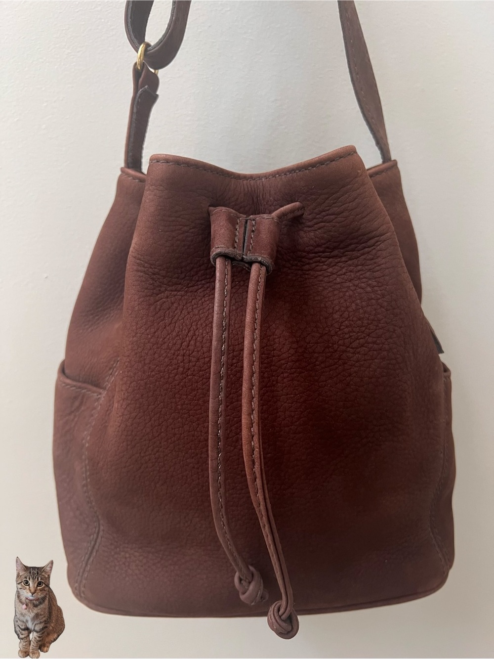 Vintage Coach Pocket Drawstring Nubuck Chocolate 4956